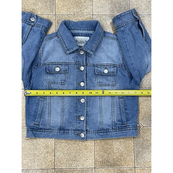 Ashley Vintage Charm Denim Jacket Women Small Blue Jean Jacket Cropped Button Up - Picture 5 of 12